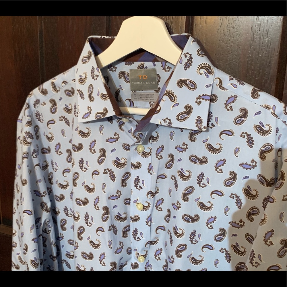 Thomas Dean Paisley Dress Shirt